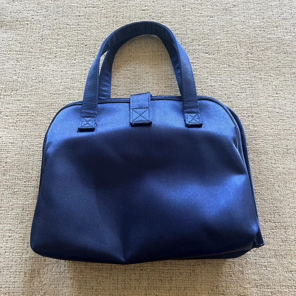 Creative Memories Navy Blue Satin Travel Weekender Bag Scrapbook Supply Case
